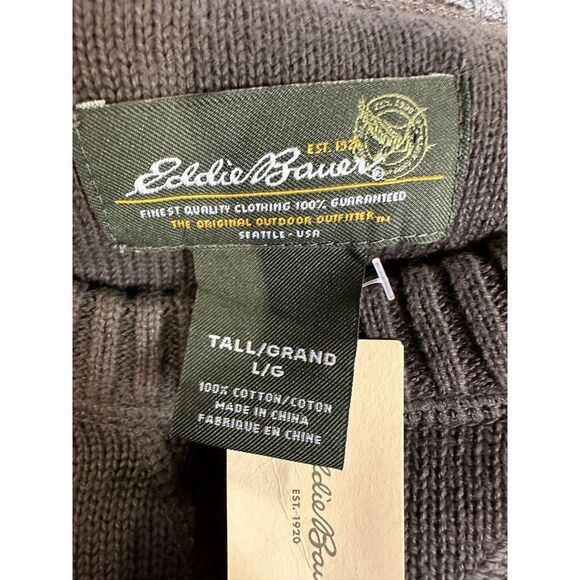 Eddie Bauer Crew Neck Sweater Mens Large Tall‎ Brown Pullover Long Sleeve NEW - Picture 4 of 8